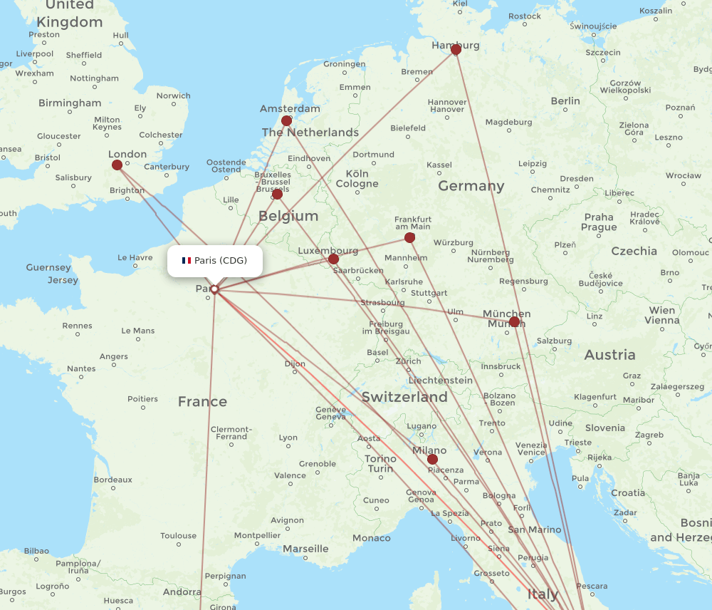 CDG-NAP flight routes