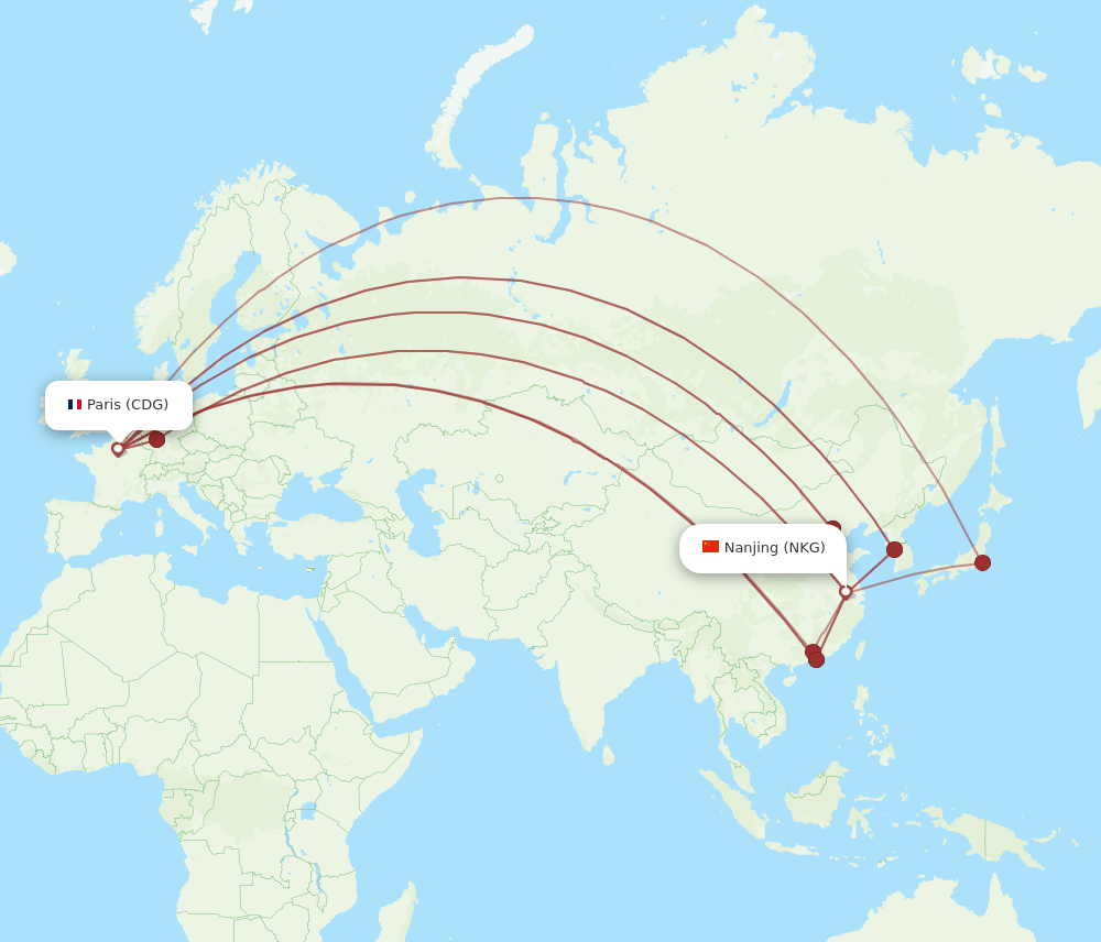 CDG-NKG flight routes