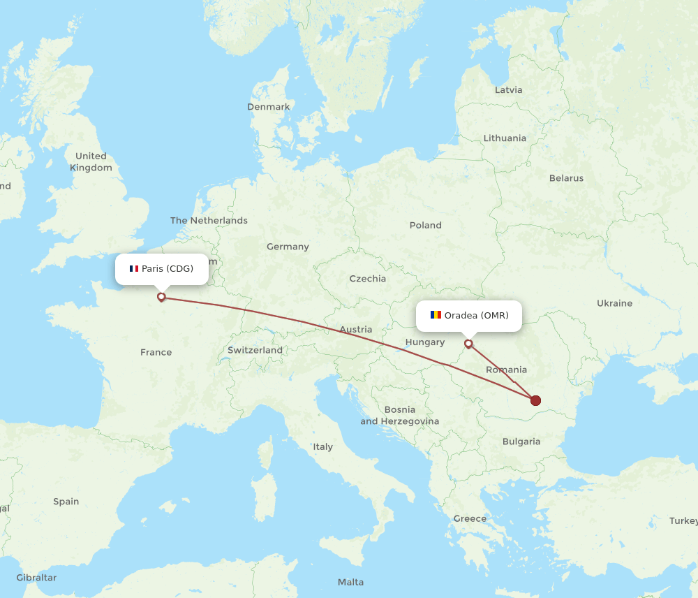 CDG-OMR flight routes