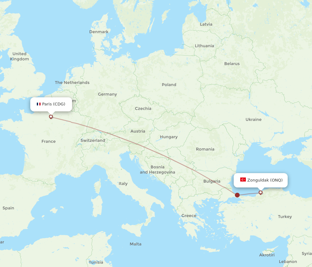 CDG-ONQ flight routes