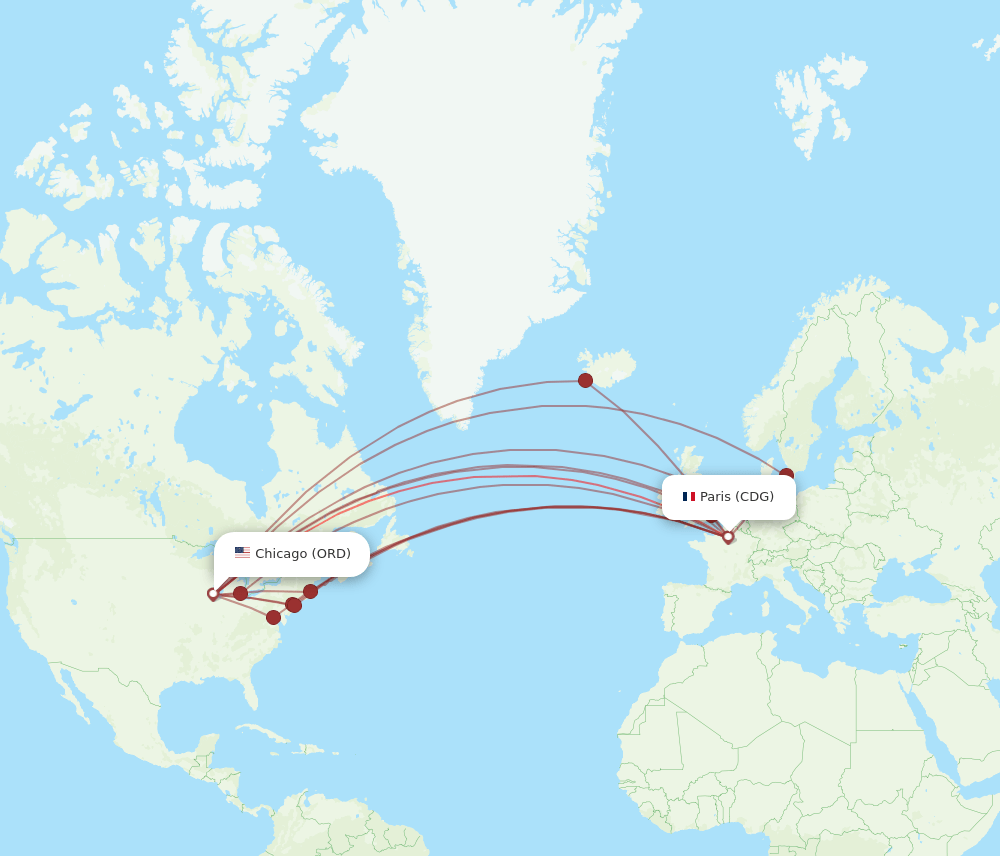 CDG-ORD flight routes