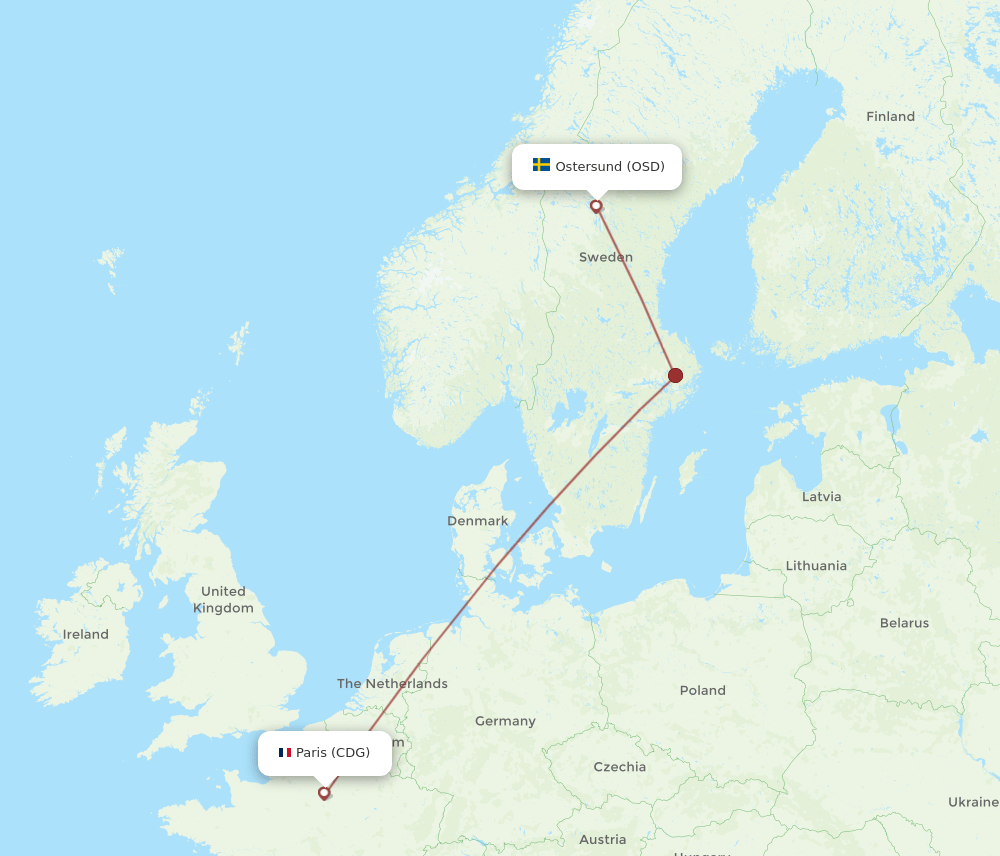 CDG-OSD flight routes