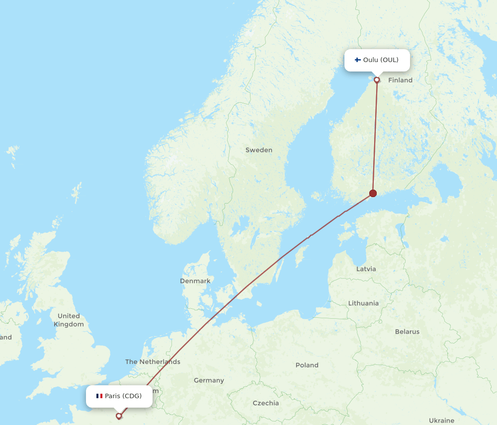 CDG-OUL flight routes