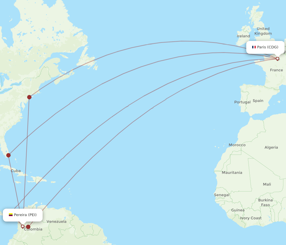 CDG-PEI flight routes