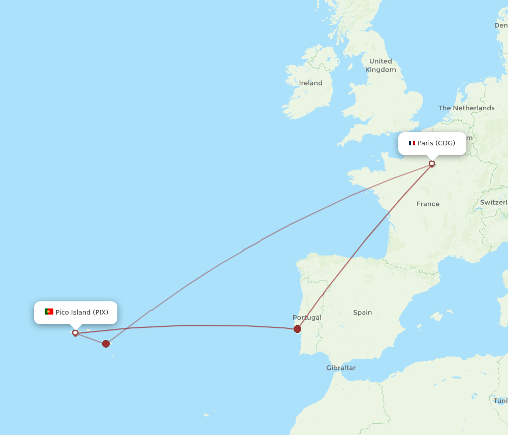 CDG-PIX flight routes