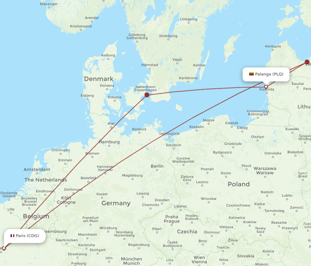 CDG-PLQ flight routes