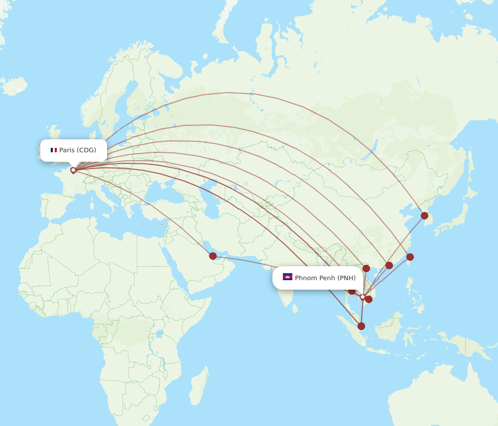 CDG-PNH flight routes