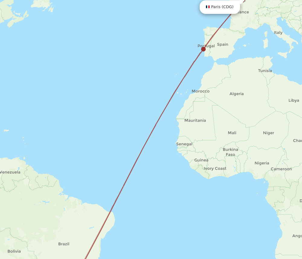 CDG-POA flight routes