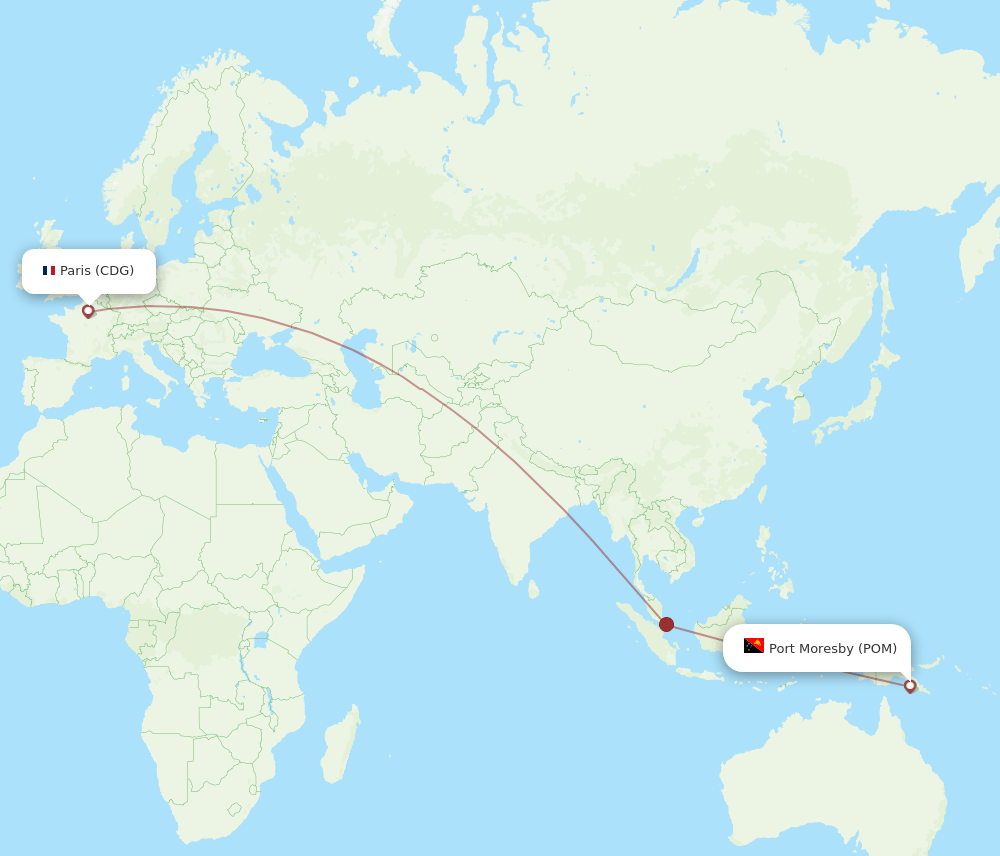 CDG-POM flight routes