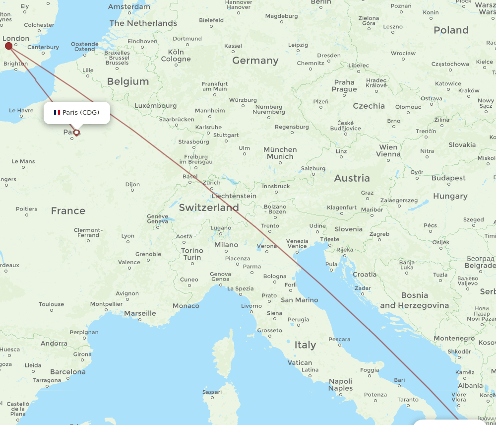 CDG-PVK flight routes