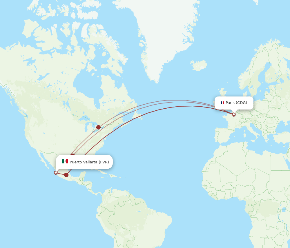 CDG-PVR flight routes