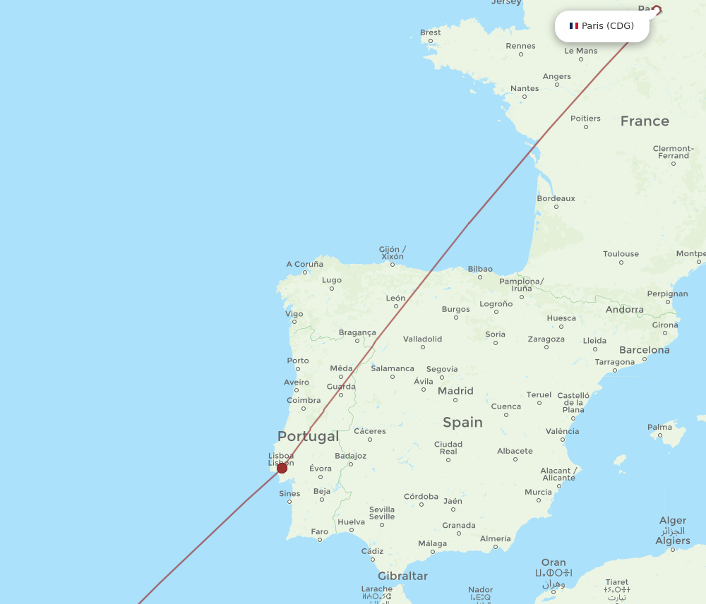 CDG to PXO flights and routes map