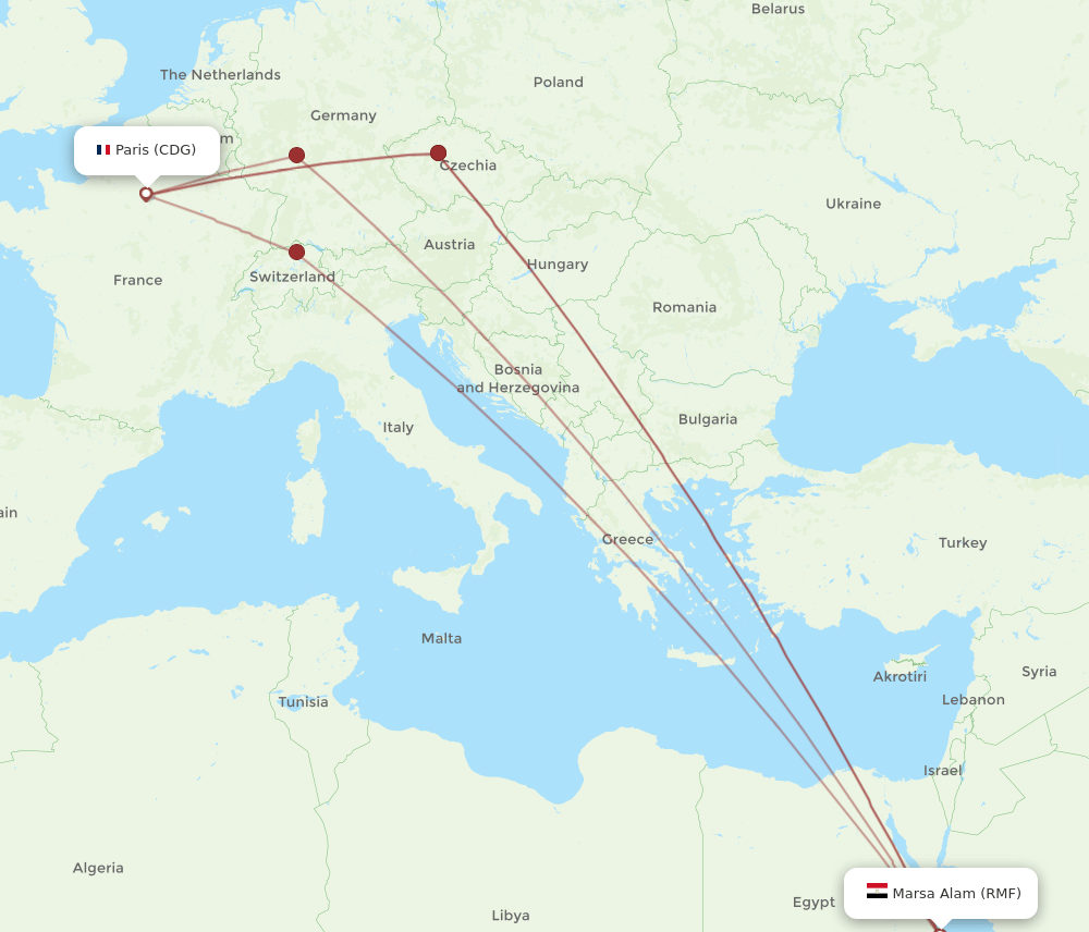 CDG-RMF flight routes