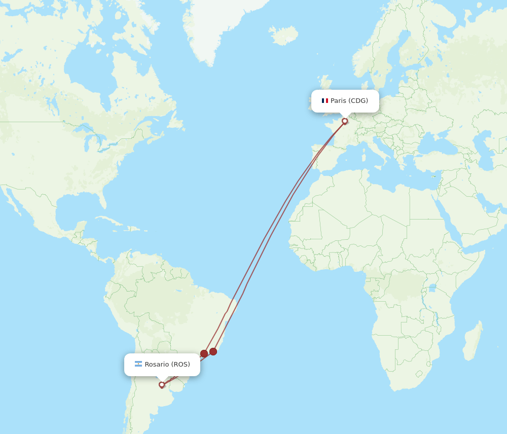 CDG-ROS flight routes