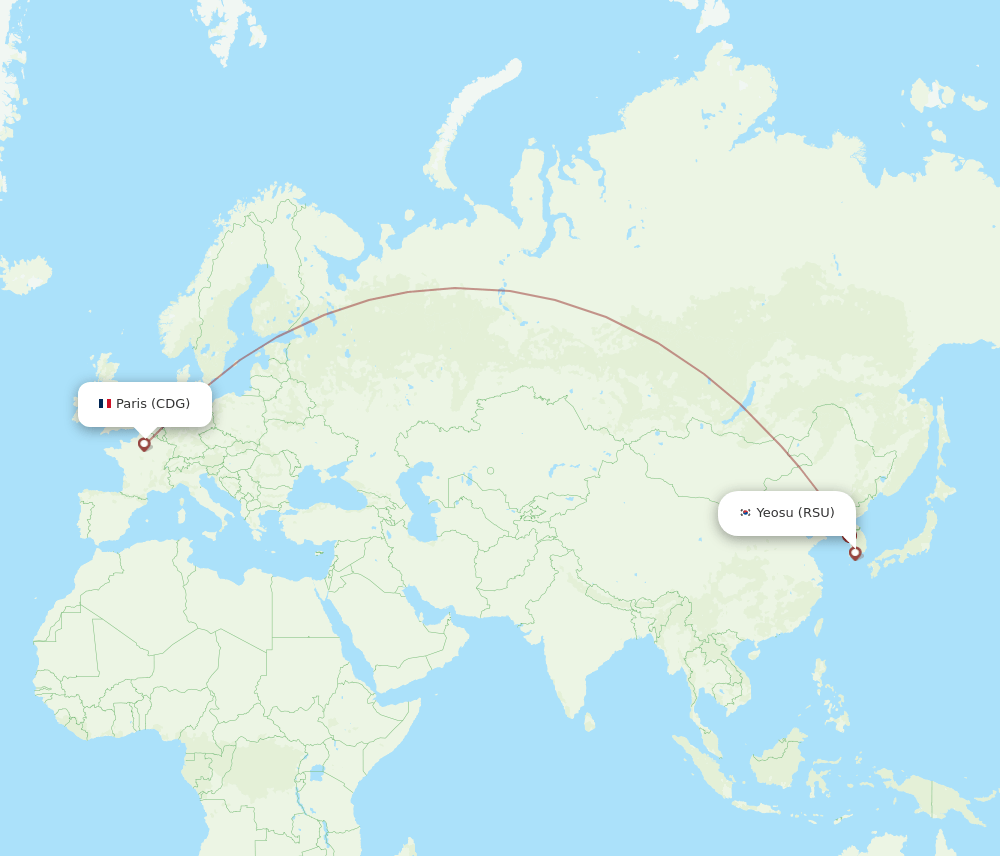 CDG-RSU flight routes