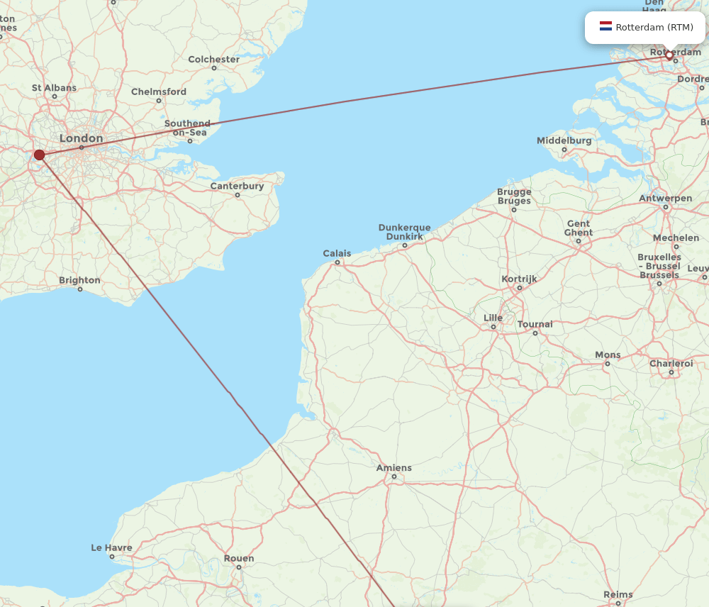 CDG to RTM flights and routes map