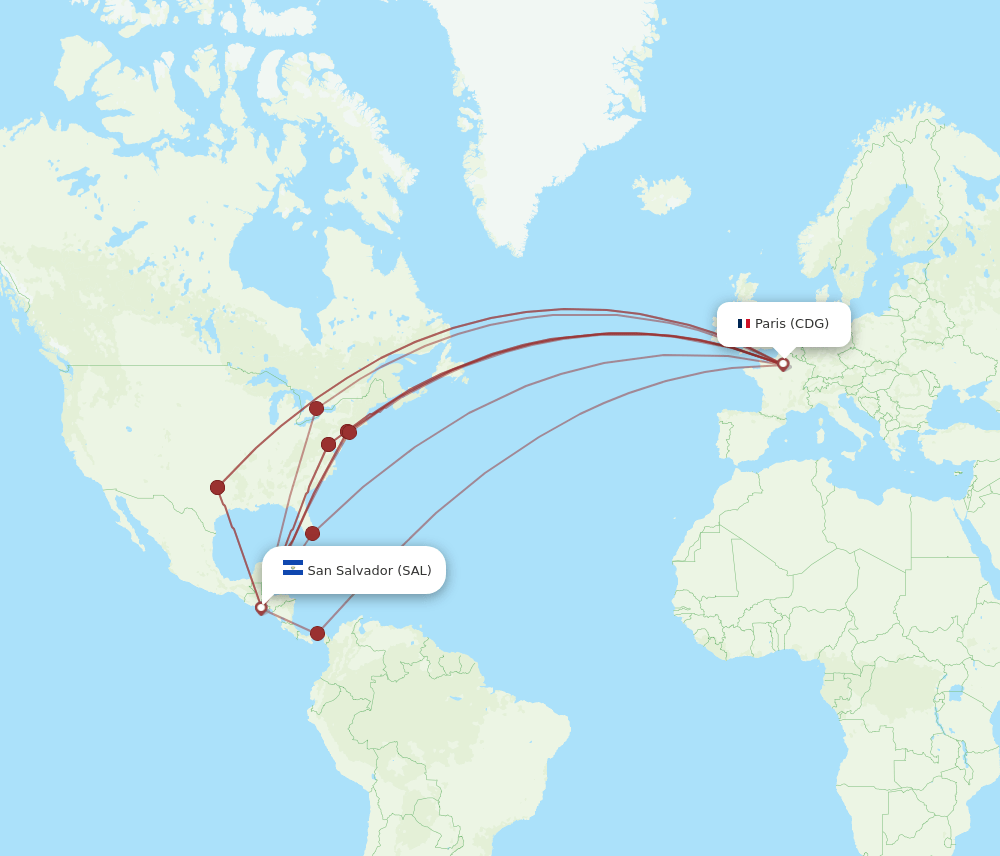CDG-SAL flight routes