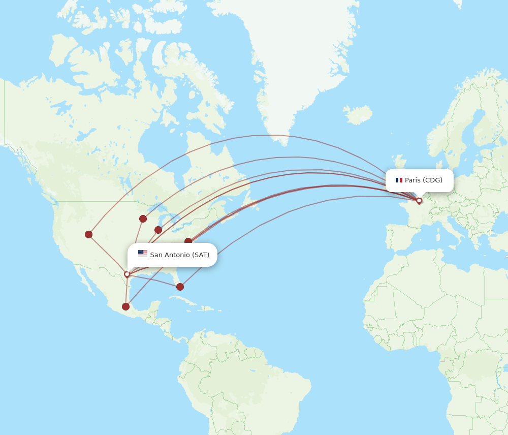 CDG-SAT flight routes