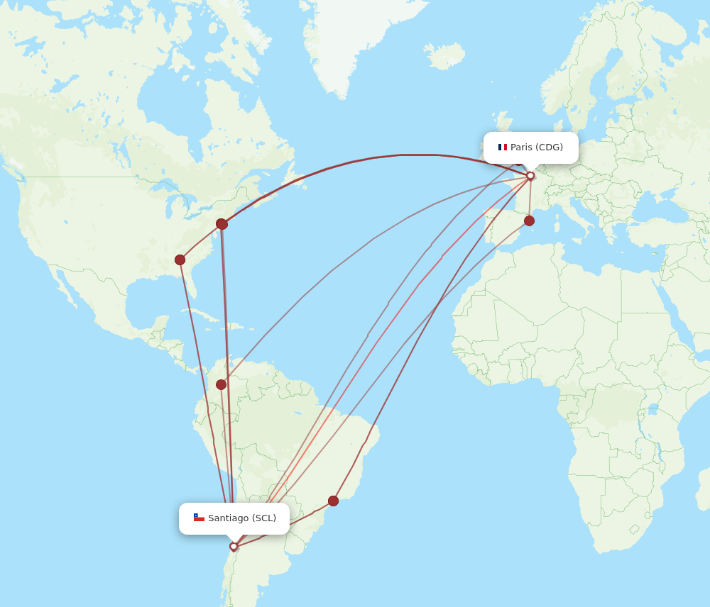 CDG-SCL flight routes