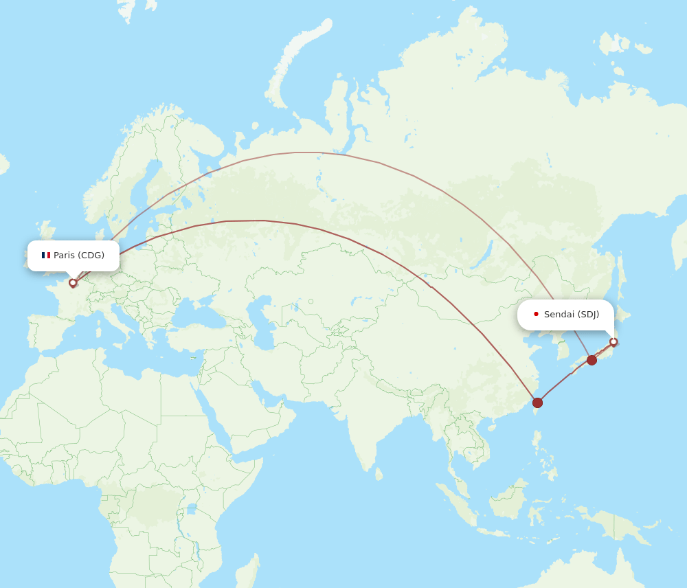 CDG-SDJ flight routes