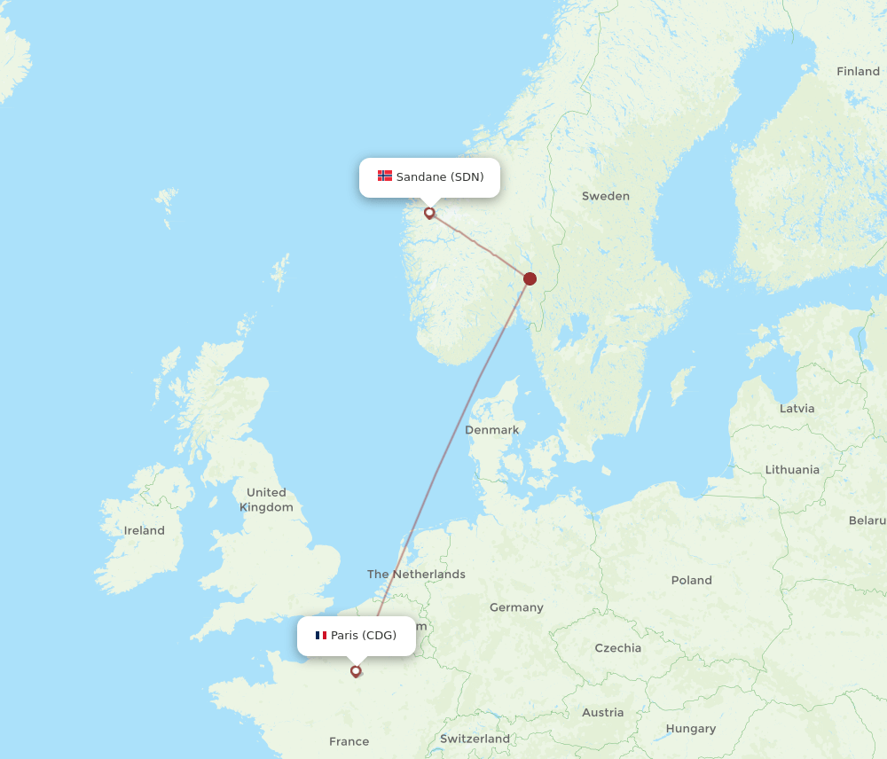 CDG-SDN flight routes