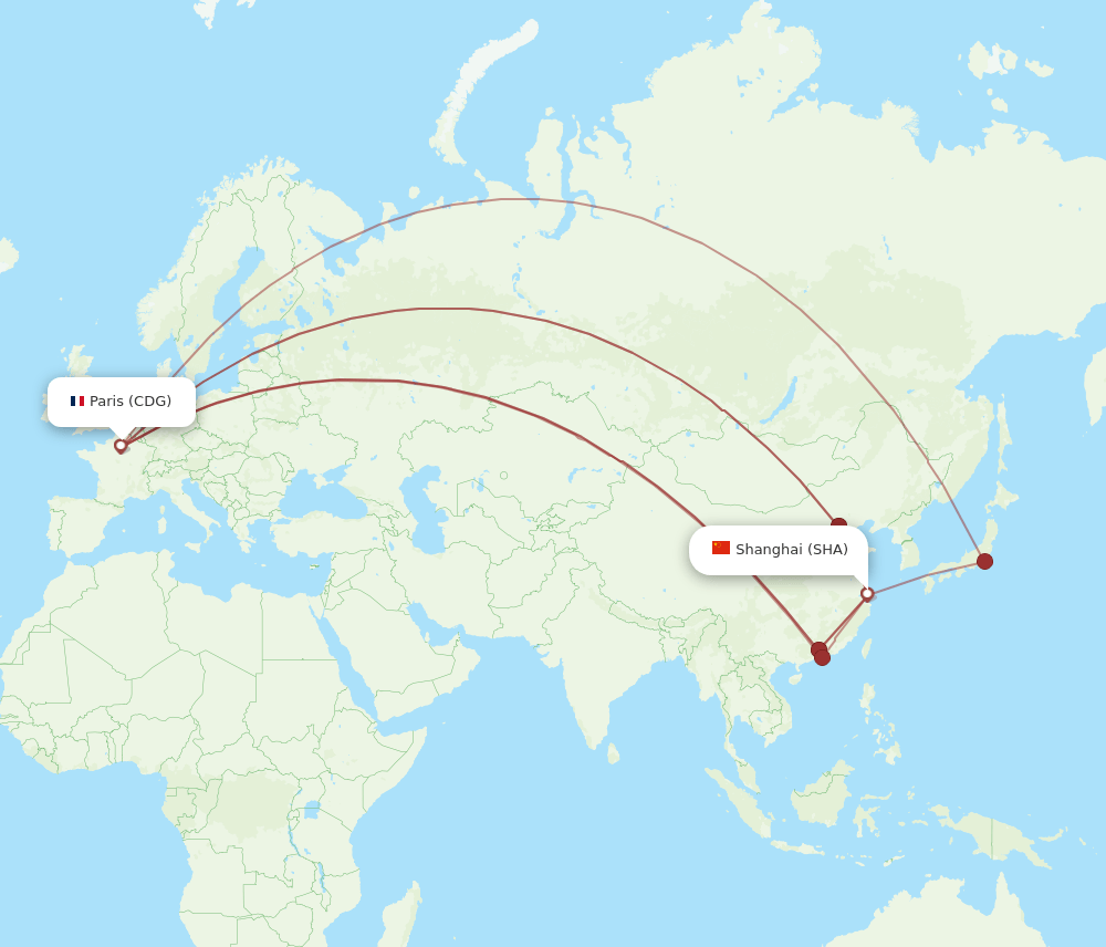 CDG-SHA flight routes