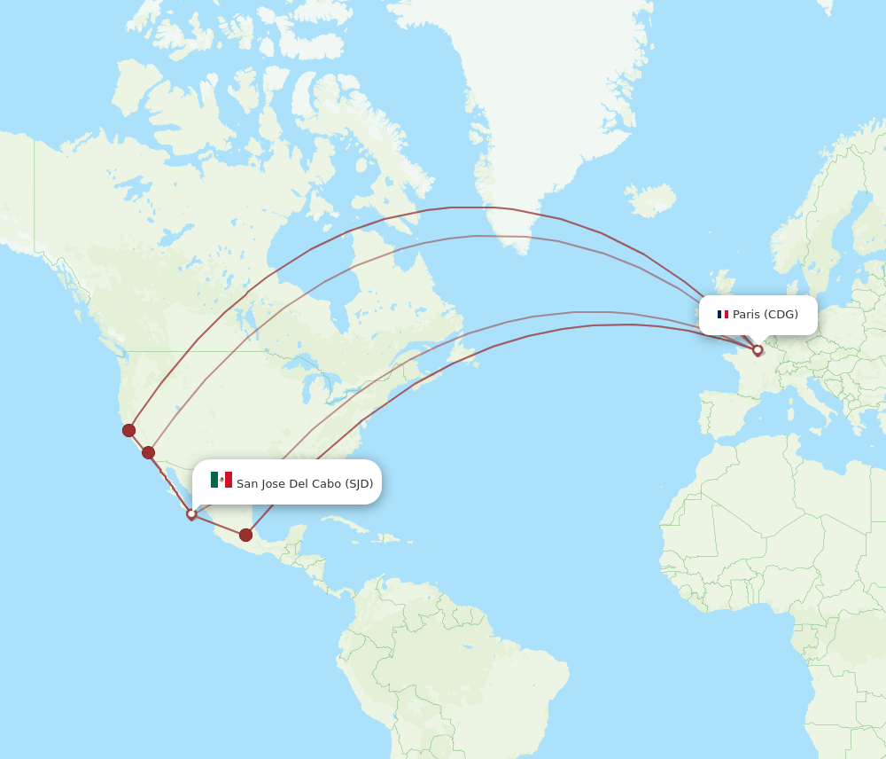 CDG-SJD flight routes