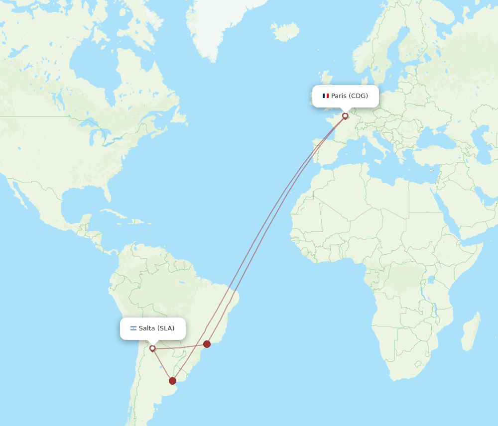 CDG-SLA flight routes