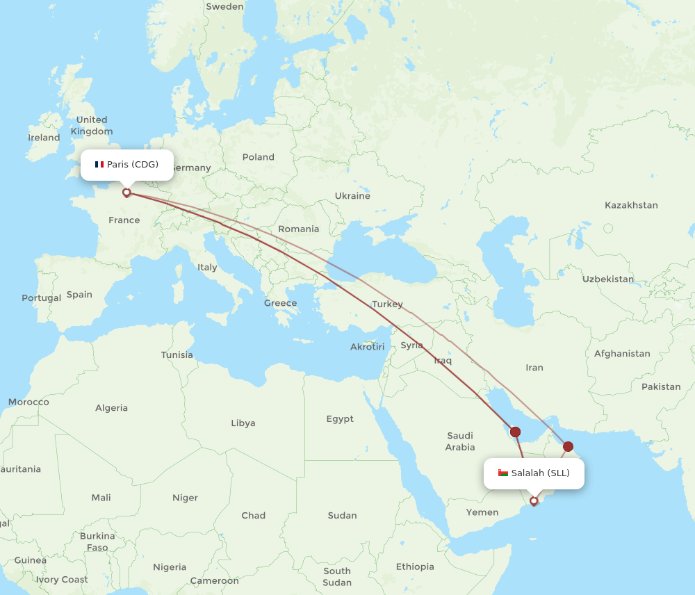 CDG to SLL flights and routes map