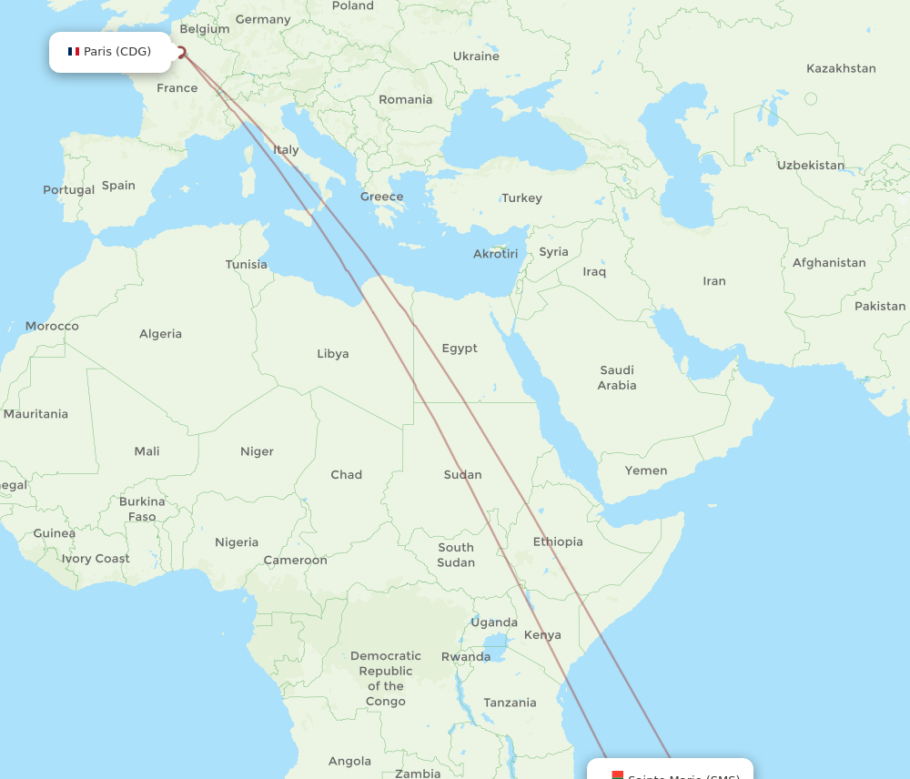 CDG-SMS flight routes