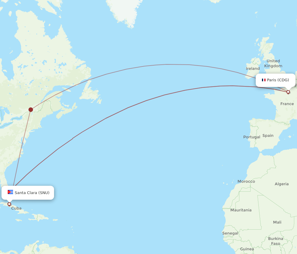 CDG-SNU flight routes