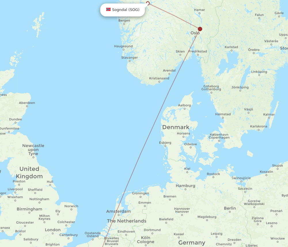 CDG-SOG flight routes