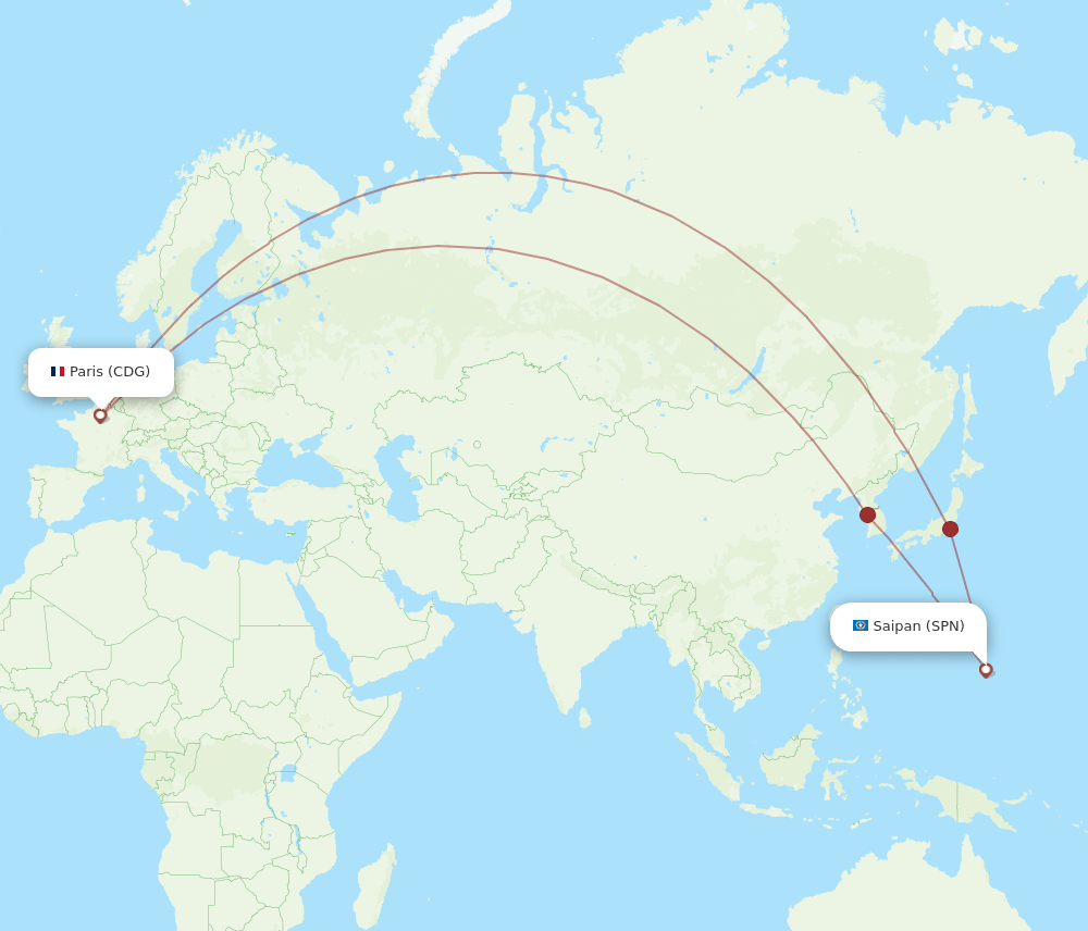 CDG-SPN flight routes