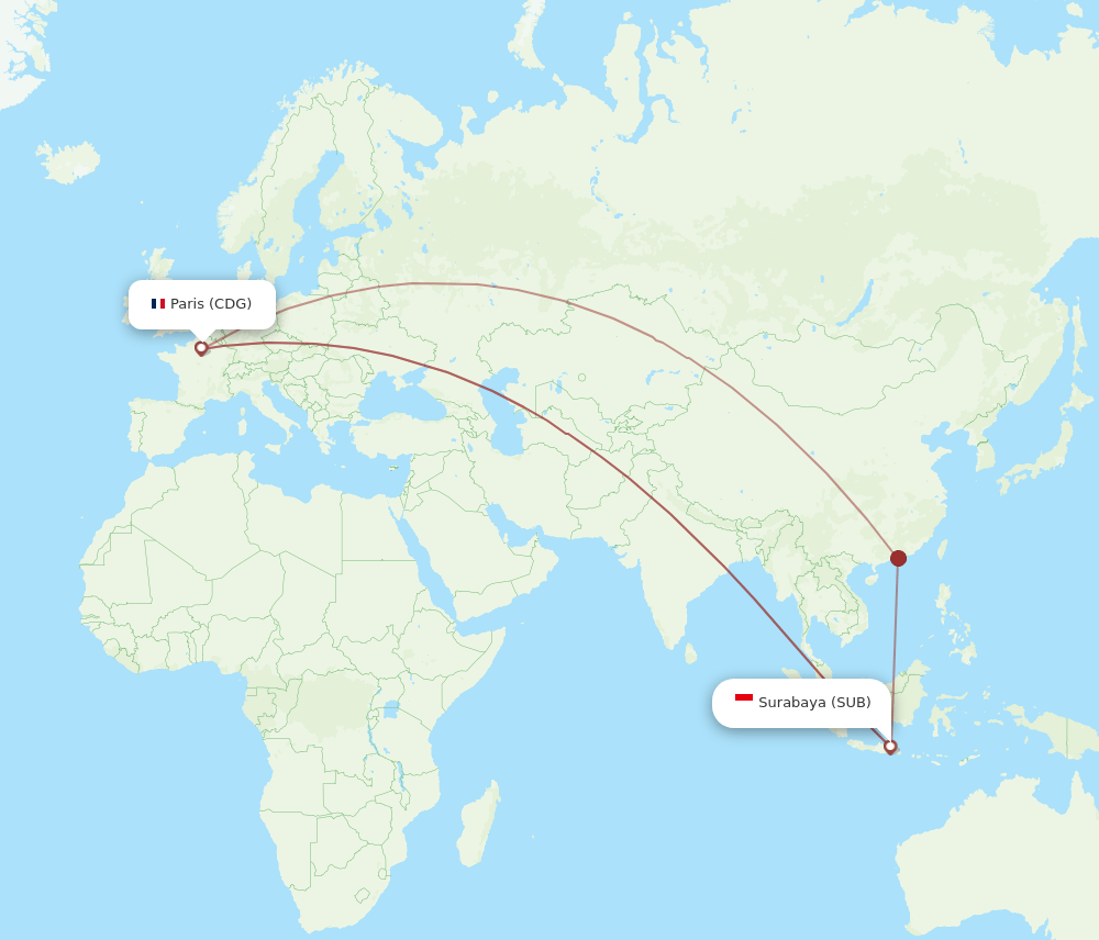 CDG-SUB flight routes