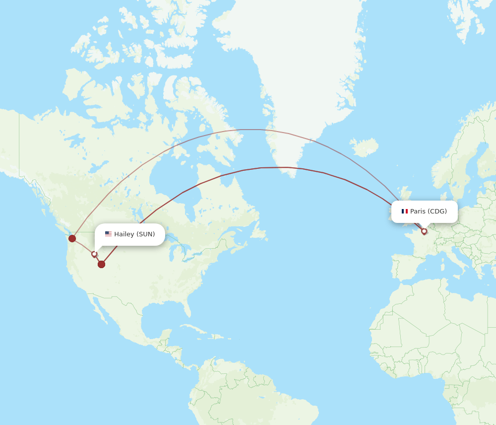 CDG-SUN flight routes