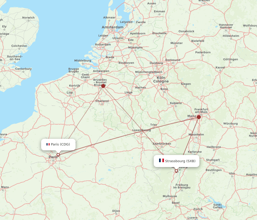 CDG-SXB flight routes