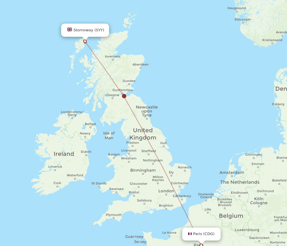 CDG-SYY flight routes