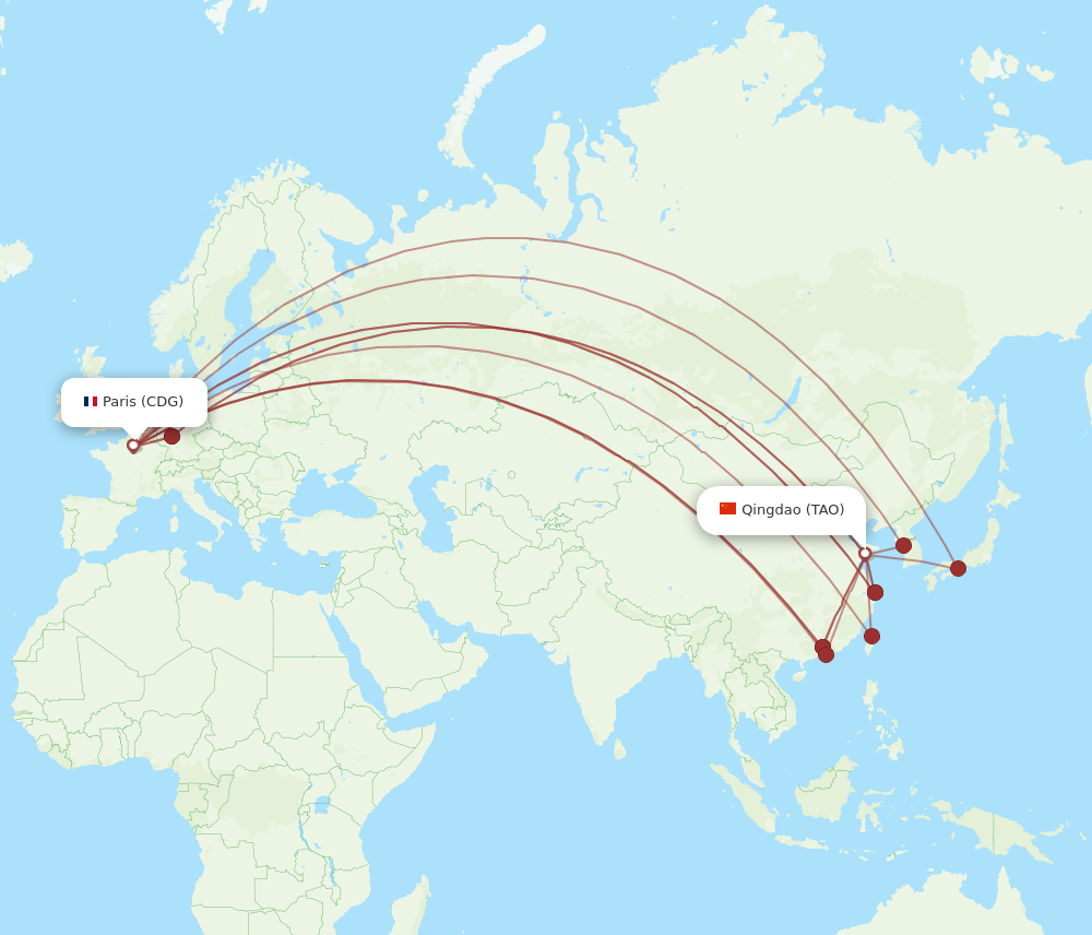 CDG-TAO flight routes