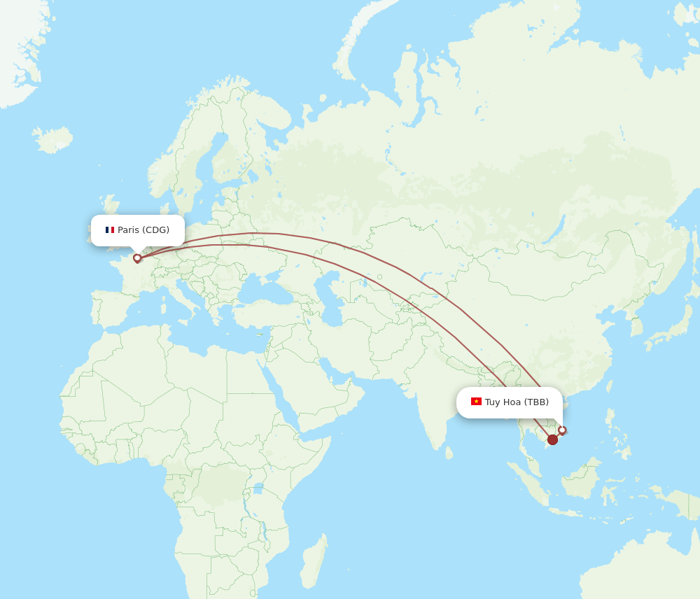 CDG to TBB flights and routes map