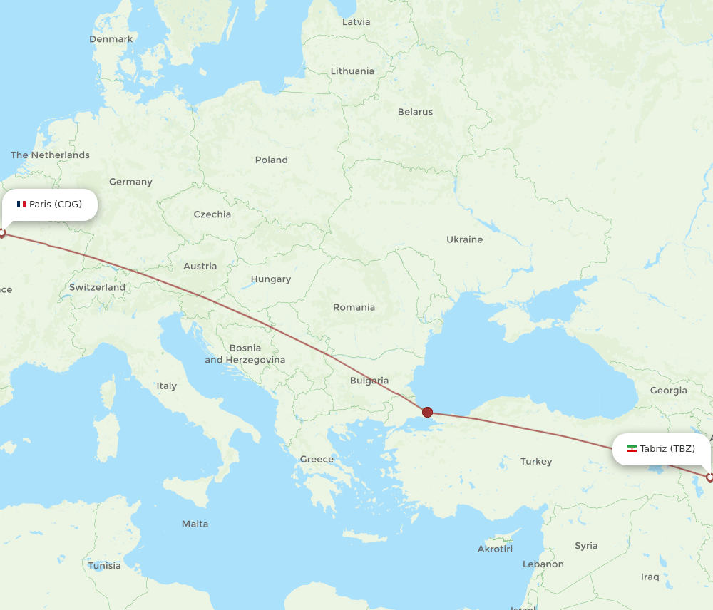 CDG-TBZ flight routes