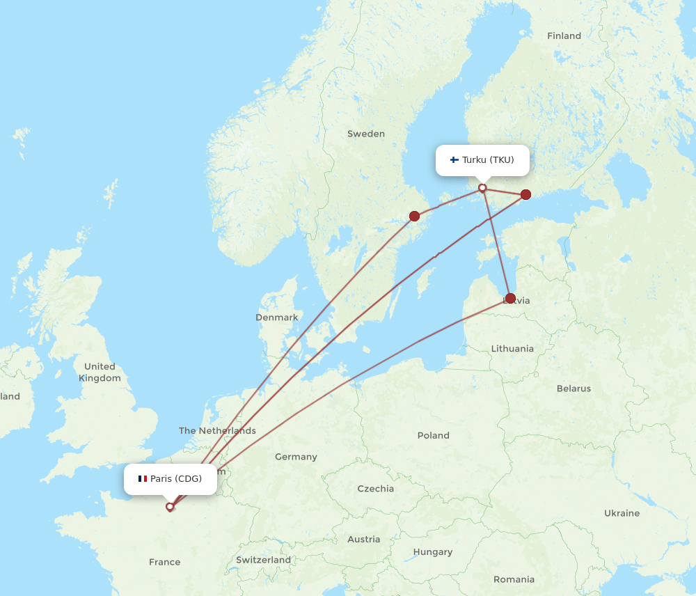 CDG-TKU flight routes
