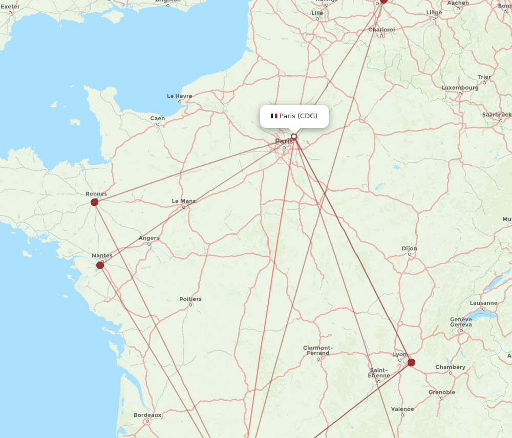 CDG to TLS flights and routes map