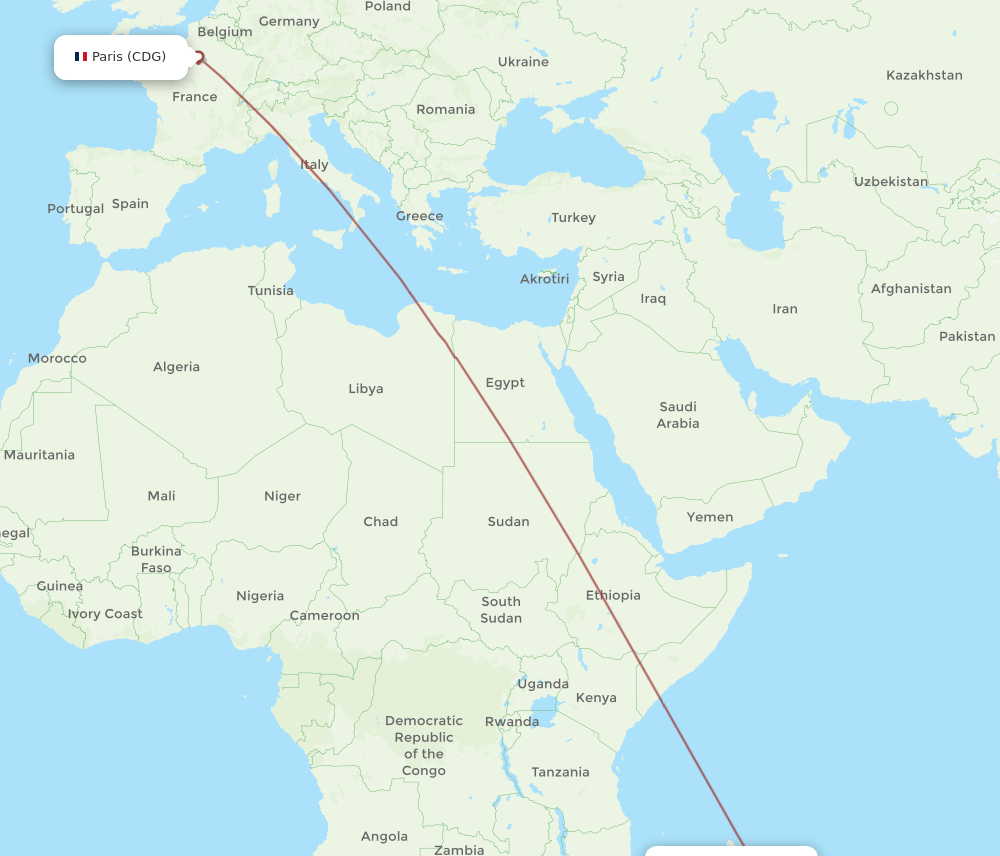 CDG to TMM flights and routes map