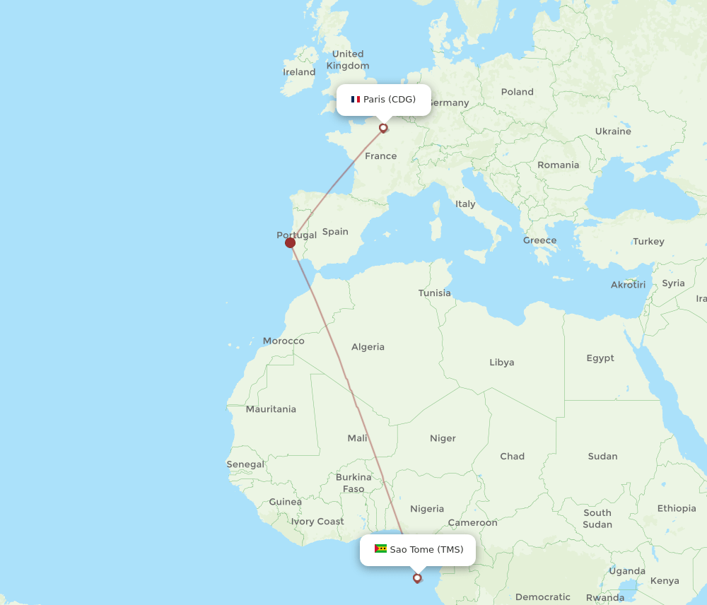 CDG-TMS flight routes