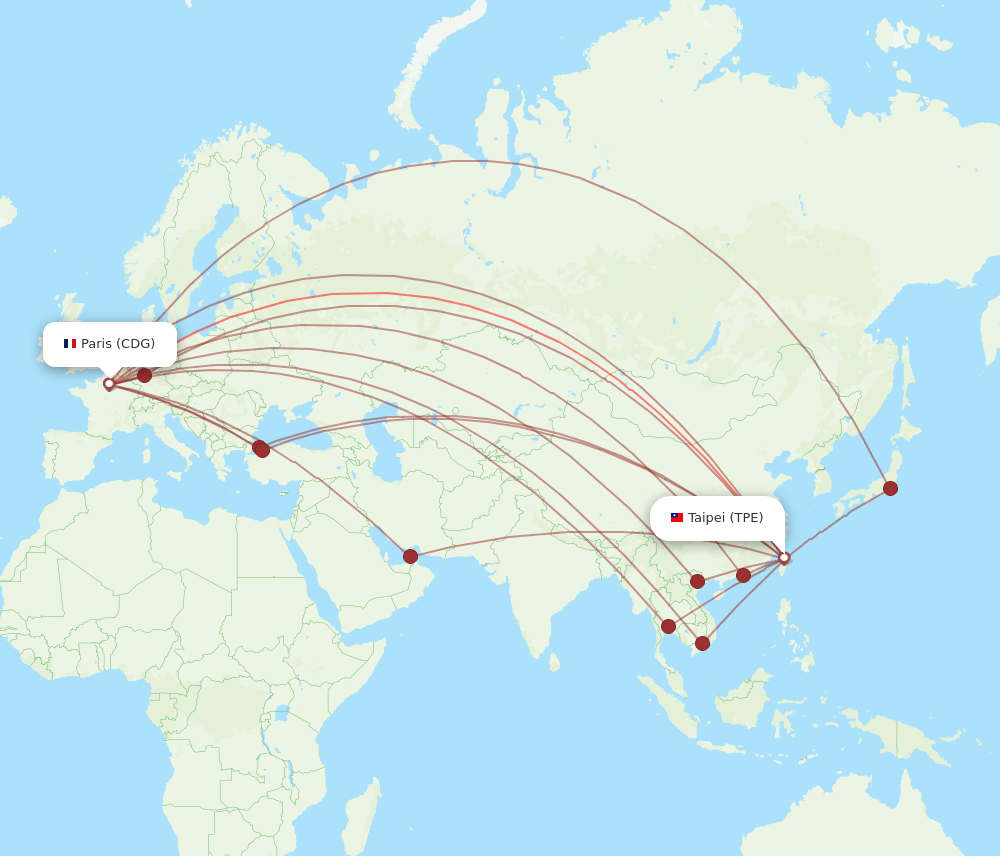 CDG-TPE flight routes