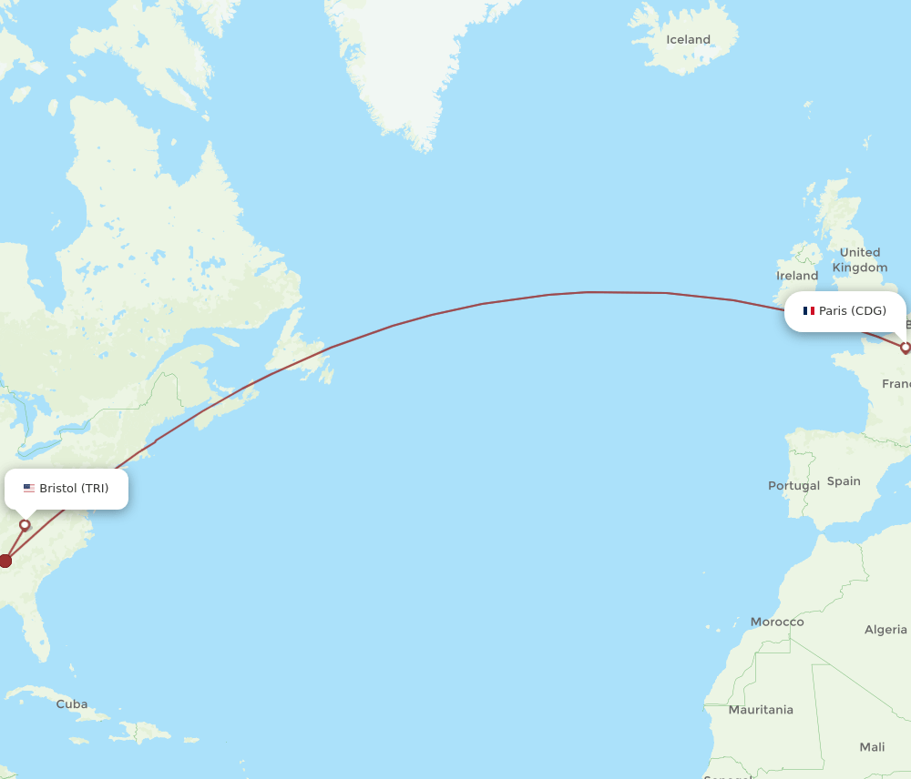 CDG-TRI flight routes
