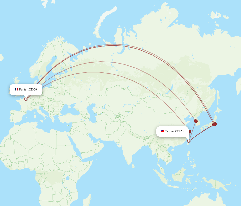 CDG-TSA flight routes