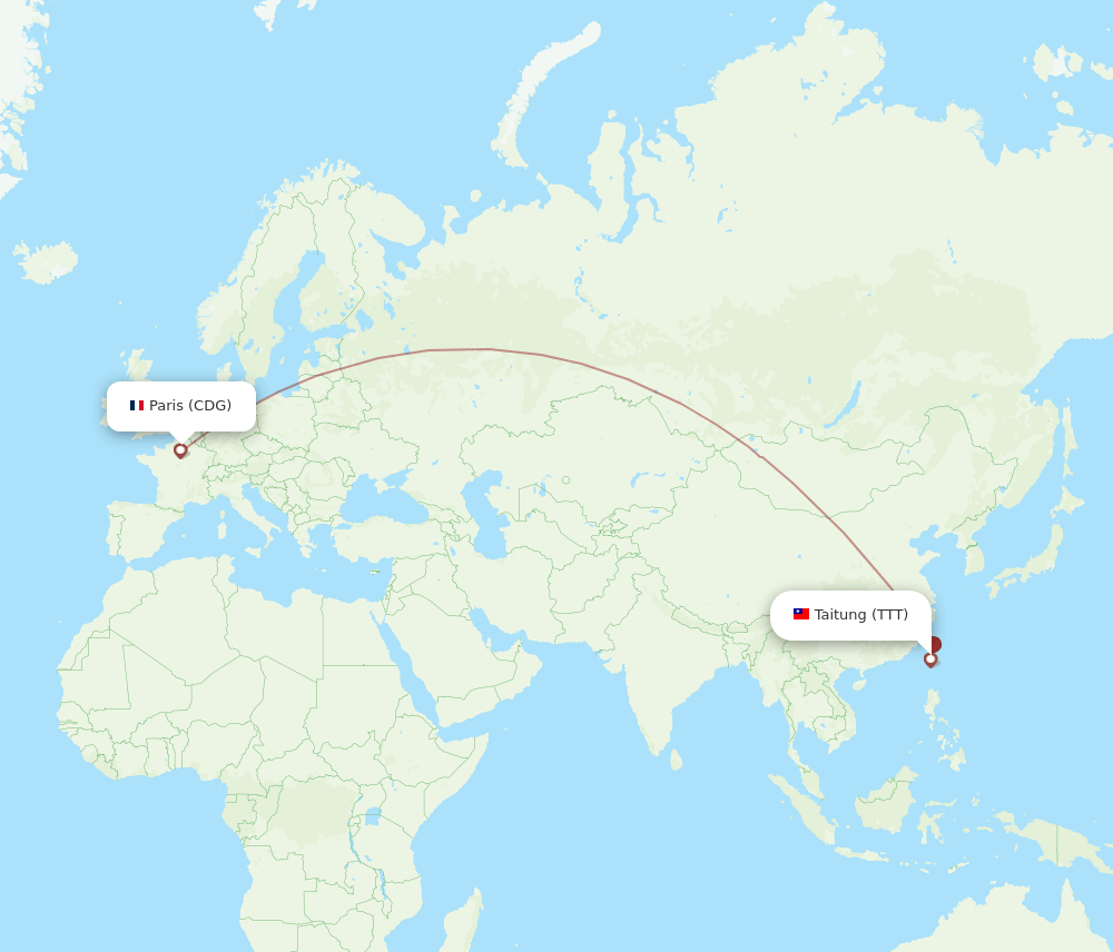 CDG-TTT flight routes
