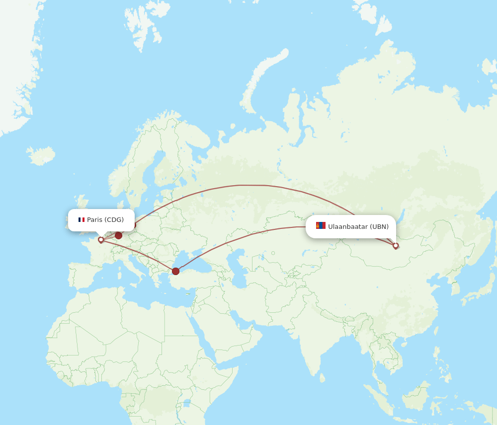 CDG-UBN flight routes