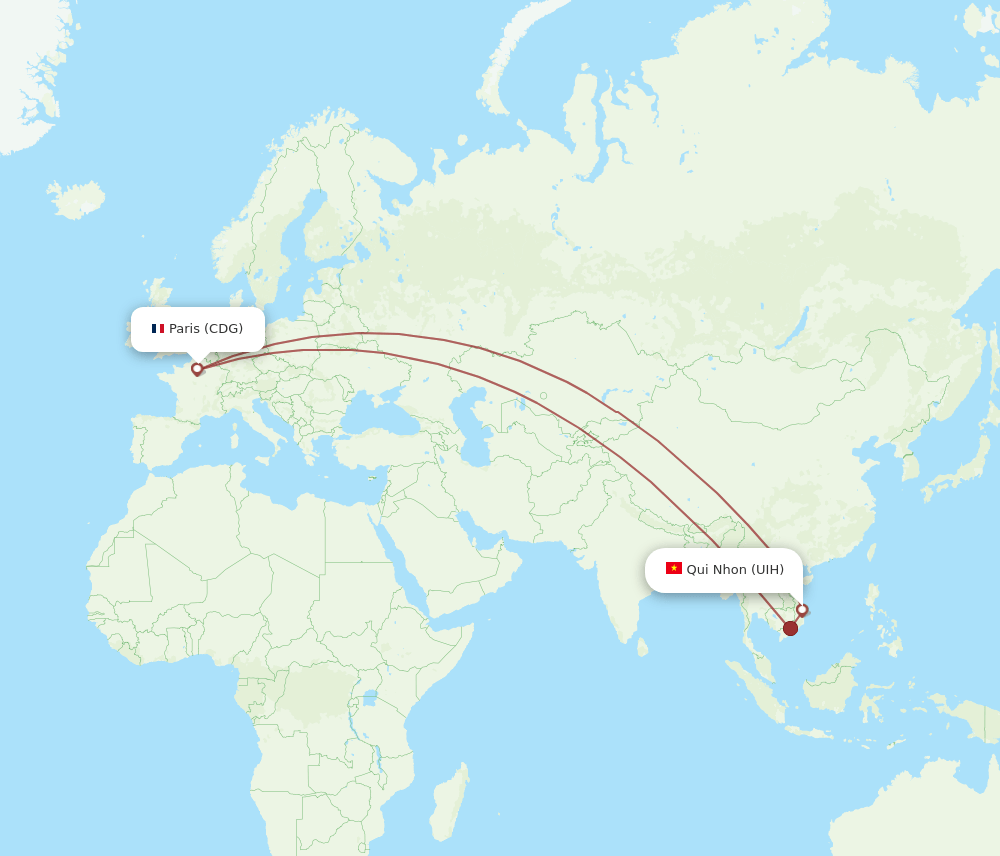 CDG-UIH flight routes